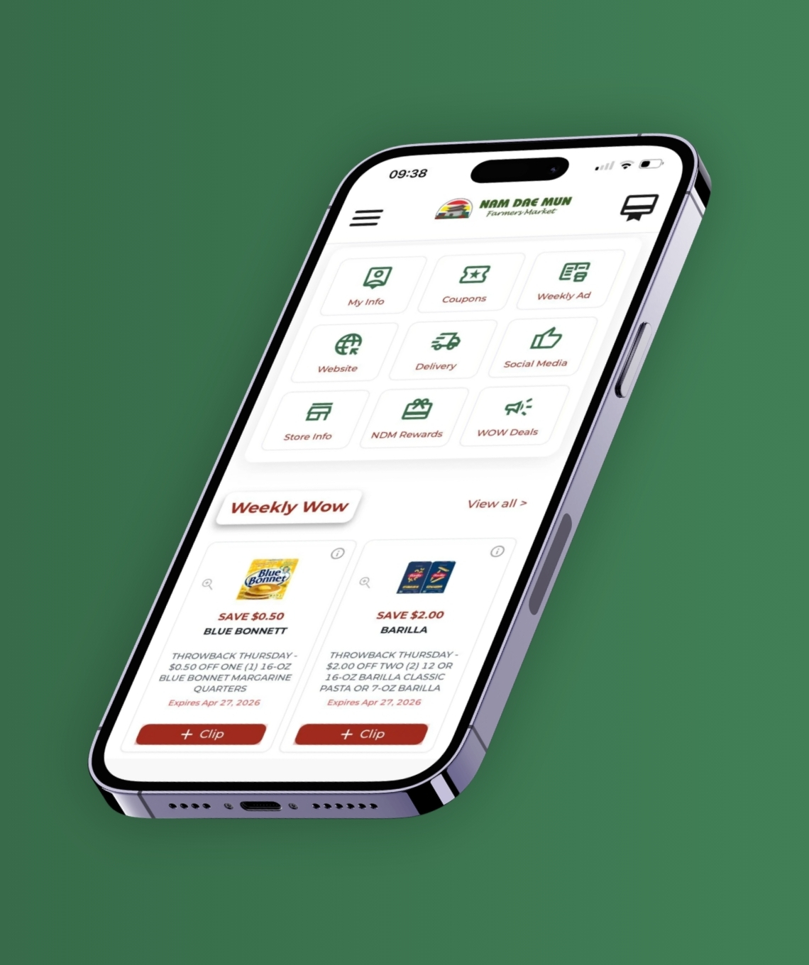 NDM Market rewards app home screen